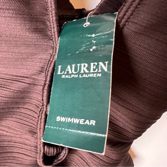 Ralph Lauren Brown Solid Ottoman Crossback One piece Swimsuit size 12 NWT - Picture 10 of 11